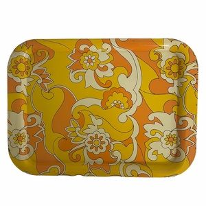 VINTAGE 60s-70s Groovy Metal Serving Trays (2)